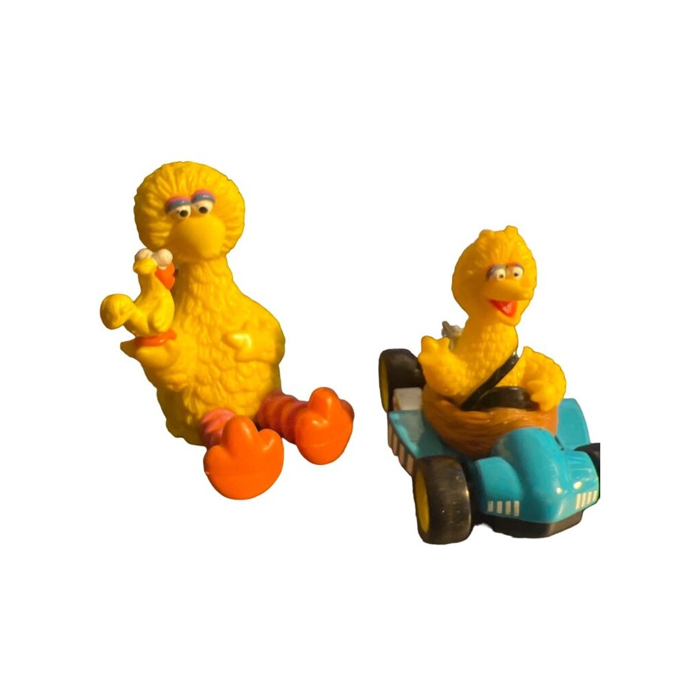 Vintage Big Bird Figures Sesame Street Collectibles Bird Blue Car Cake Topper